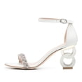 thumbnail image 2 of FSJ Women Classic Chunky High Heel Sandals Open Toe Ankle Strap Single Band Dress Shoes Size 8 White, 2 of 4