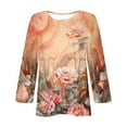 thumbnail image 4 of Taqqpue Women's Plus Size 3/4 Sleeve Tunic Tops Casual Crewneck Button Shirts Comfy Loose Floral Blouses Pullover Tops Oversized T-Shirts Trendy Tops Long Sleeve Shirts for Women, 4 of 4