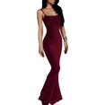 thumbnail image 1 of Vestido largo ajustado sin mangas de color liso para mujer, ideal para fiestas en la playa., 1 of 5