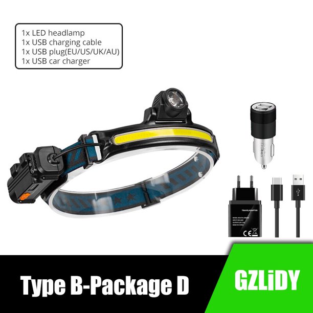 Sensor IR LED faro potente XPG + COB faro 2000mAh 18650 USB faro portátil linterna impermeable Tan Jianjun unisex