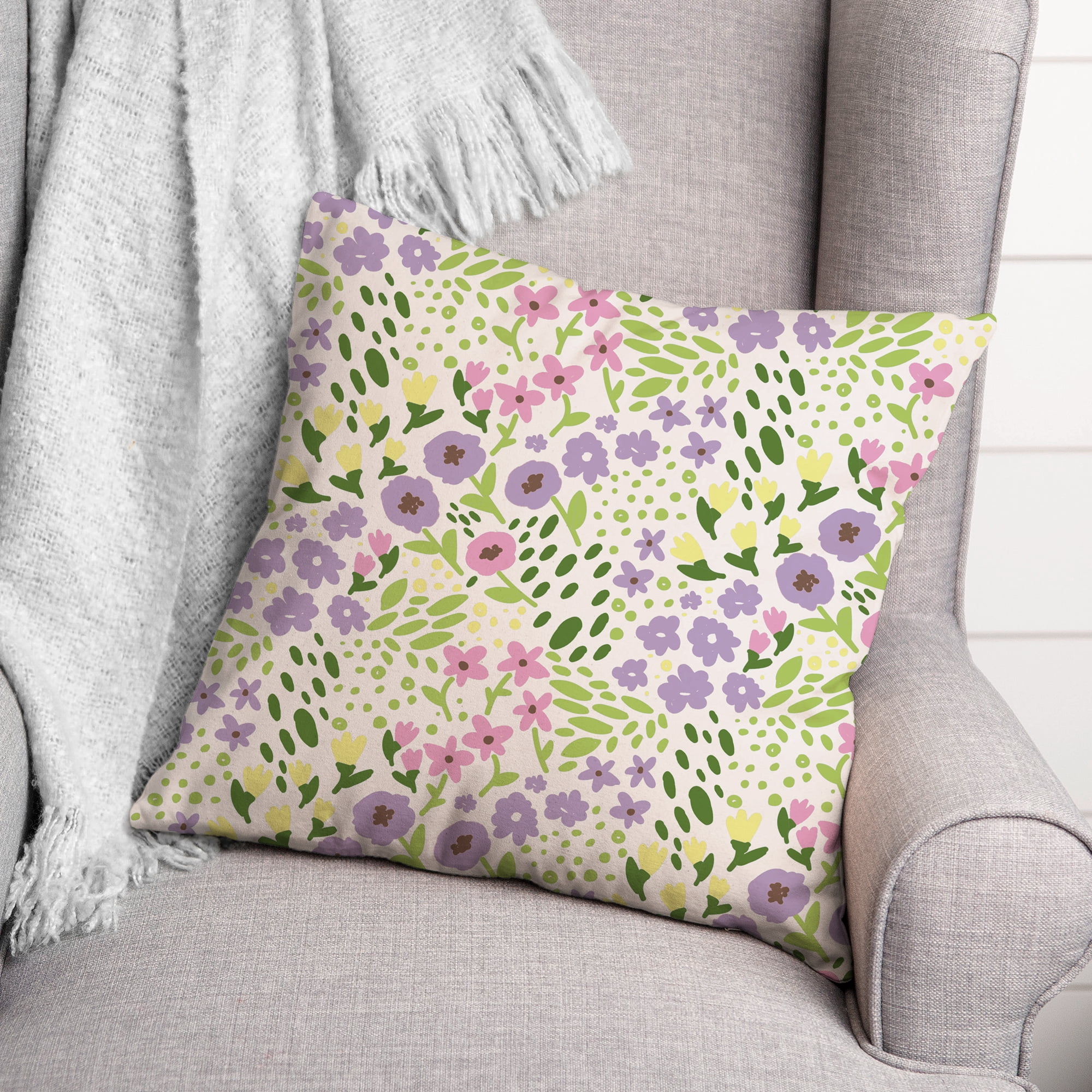 Creative Products Whimsical Spring Floral 18 x 18 Indoor / Outdoor Pillow