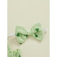 thumbnail image 6 of Biekopu Baby Girls Straps Romper Bodysuit and Headband Shamrock Print Sleeveless Jumpsuit Summer Ireland Festival Clothes, 6 of 9