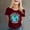 Brick Red, variant on Womens Tshirt Cartoon Earth Print Short Sleeve Crewneck Planet Top Tees for Women Pink M
