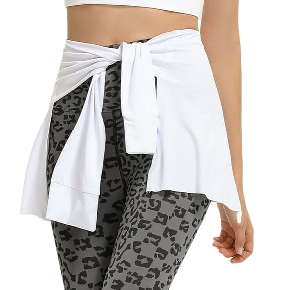 Women Tie Up Yoga Athletic Workout Wrap Skirt Solid Color Running Cover Up Short Skirts Lightweight Hip Scarf Shawl