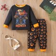 thumbnail image 2 of NOLDARES Toddler Kids Pajamas 2pcs Long Sleeves Pjs Sets Print PJs for Girl Boys Fall Winter Sleepwear(H020-Orange), 2 of 9