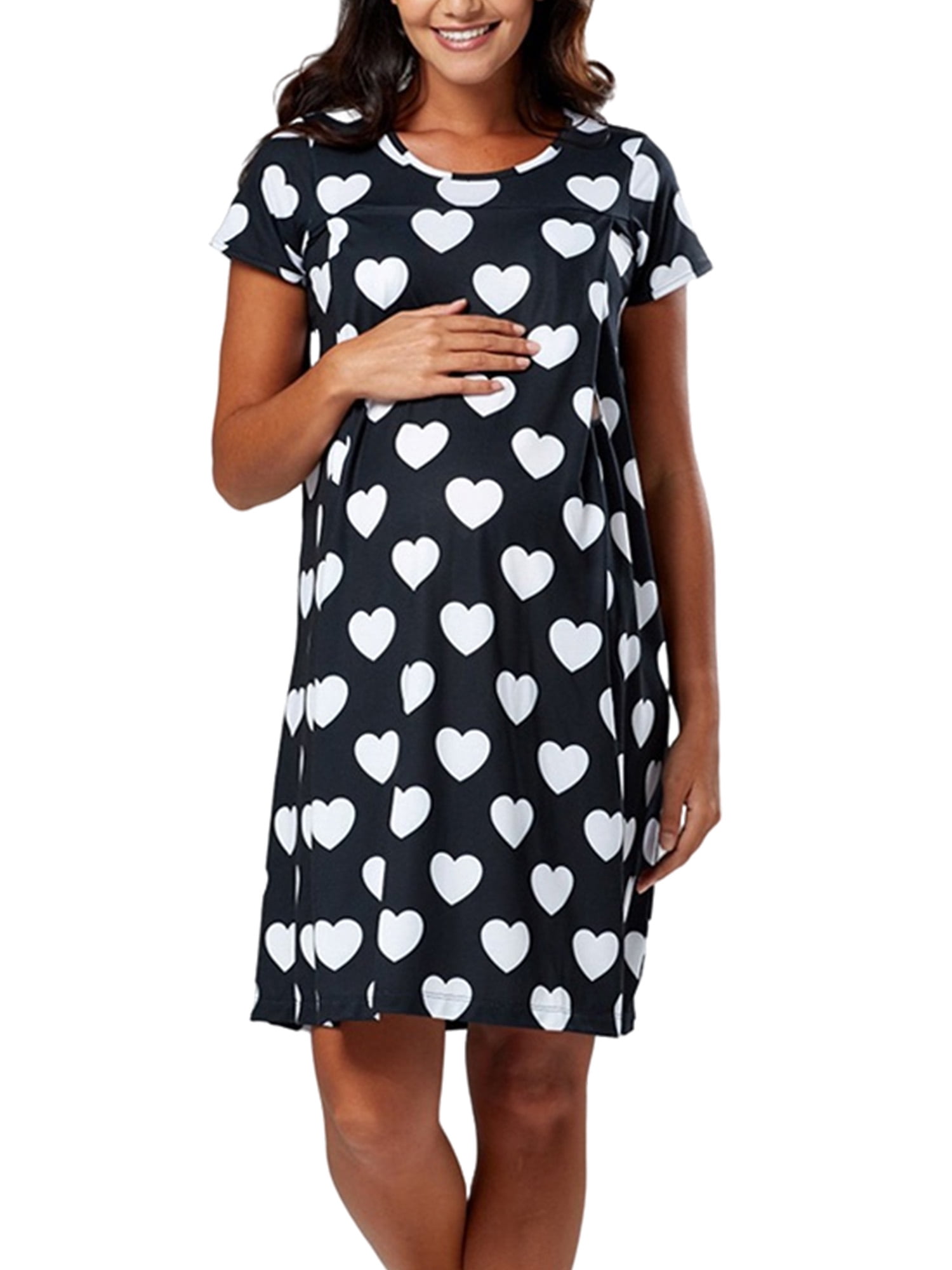 Niuer Maternity Casual Breastfeeding Nightgown Women Bohemian