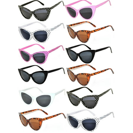 Retro Women's Cat Eye Vintage Sunglasses UV Protection Colored Frame Colored Lens Brand OWL (12