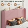 thumbnail image 3 of Amolife Full Size Platform Bed Frame with Velvet Upholstered Wingback Headboard, Pink, 3 of 10