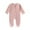 Pink, variant on Busydd Baby Boys Girls Rompers Long Sleeve Round Neck Infant Clothes Solid Color Ribbed Zipper Unisex Newborn Baby Jumpsuits One Piece Baby Rompers Bodysuit 0-12 Months