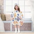 thumbnail image 7 of FORMRS Wearable Blanket Hoodie with Sleeves for Kids Cozy Flannel Sweatshirt, Blue Retro Flower, 7 of 7