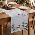 thumbnail image 5 of Grey Christmas Cotton Linen Table Runner for Dining Kitchen, Snowman Snowflake Xmas Tree Birds Branch Wedding Outdoor Party Tablerunners Decoration, Dresser Scarf Coffee Tablecloth Runners 14"x72", 5 of 9