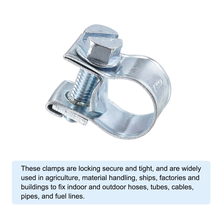 Uxcell 10-Pack Mini Fuel Injection Hose Clamps - Zinc Plated Steel Clamps For 17-19mm Diameter Hoses