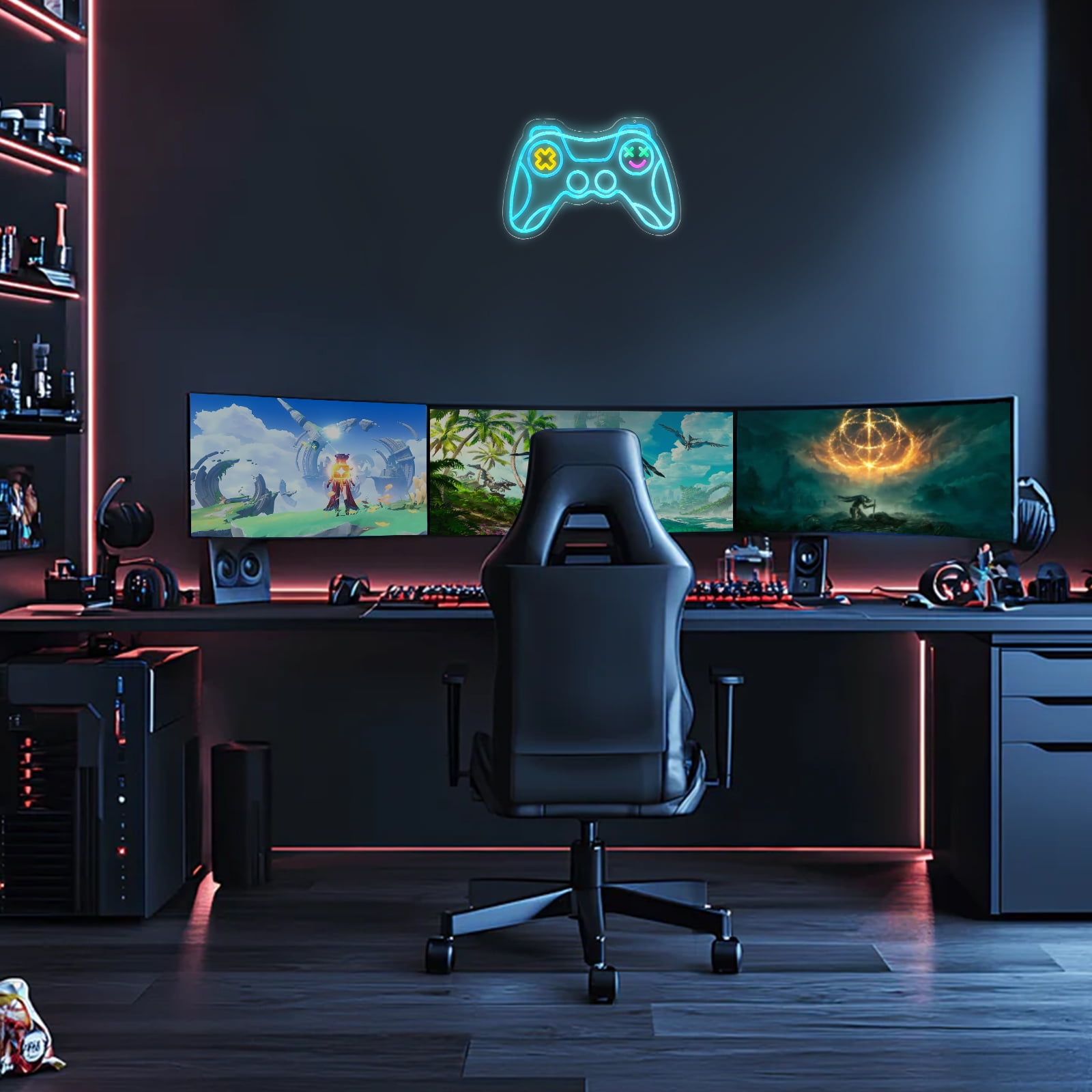 iDecoMart Gaming Controller Neon Signs, PC Gamer LED Neon Lights for Room Wall Decor, Perfect Gift for Boy