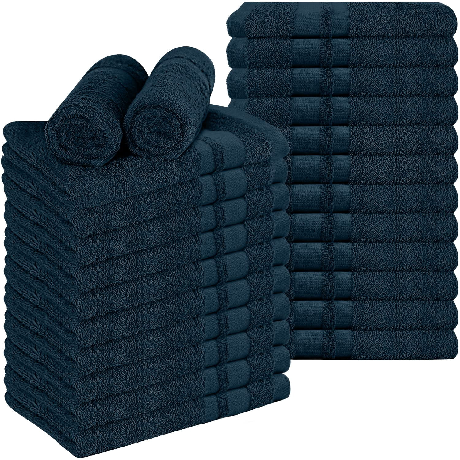 Dan River Salon Towel Pack of 24 Soft Quick Dry Absorbent Cotton Spa hand Towel - Navy 16x26in