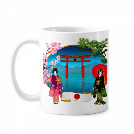 

Kimono Girl Japan Culture Umbrella Mug Pottery Cerac Coffee Porcelain Cup Tableware