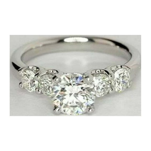 2.5 Carat Certificated D Color Excellent Round Cuts , 7 mm and 5 mm Round Moissanite two stone unique engagement ring