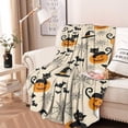thumbnail image 2 of Black Cat Pumpkin Halloween Pattern Round Blanket,Comfortable Soft Flannel Throw Blanket,All Season,Warm Lightweight Blankets for Sofa Bed Couch Living Room Chair 60"x60", 2 of 5