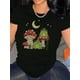 thumbnail image 1 of Camiseta de mujer de verano con Cuello RedondoWomen's Casual Geometric Print T-Shirt with Mushroom, Frog, and Moon Design - Polyester Knit Fabric, All-Season Comfort, Round Neck, Elasticity, Abstrac, 1 of 6