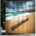 thumbnail image 4 of Ambesonne Sea Shower Curtain, Beach with Stormy Weather, 69"Wx84"L, Blue and Ginger, 4 of 5