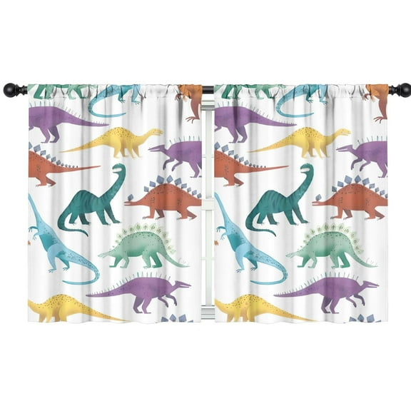 Blackout Kids Curtains,Colorful Dinosaurs Rainbow Pattern Childrens Insulated Curtains Set Of 2,Bedroom Essentials,Toddler Room Decor 42"x54"