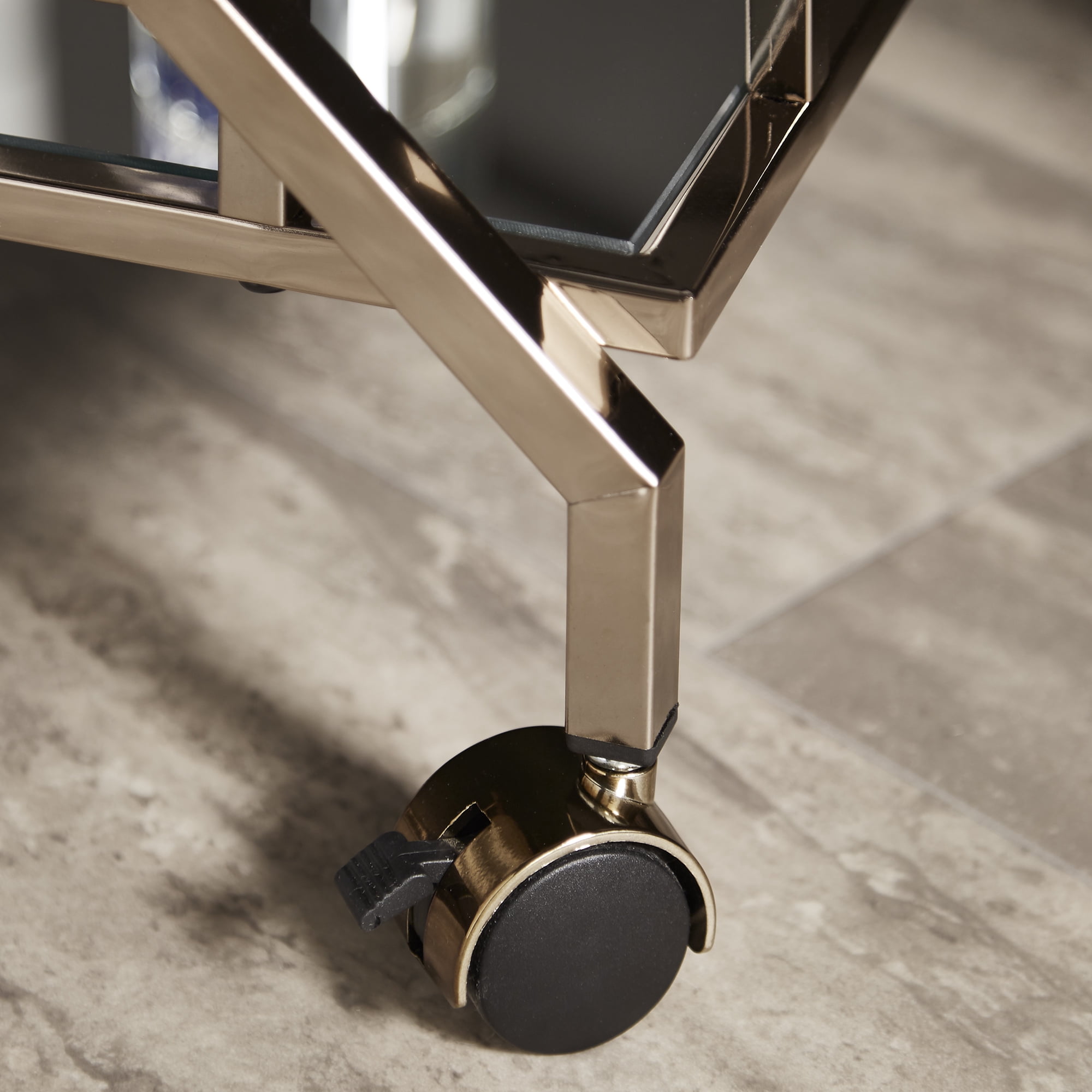 Weston Home Grosseto Champagne Gold Bar Cart