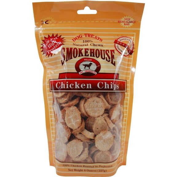 Smokehouse 100-Percent Natural Chicken Chips Dog Treats, 8-Ounce