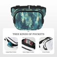 thumbnail image 5 of The Double-Layer Waist Bag Features A 6.3×9.1×2.8in Nylon Zipper And A Pull With A Zipper Compartment Realistic Forests Camouflage Pattern Conifer Paleturquoise_1, 5 of 8