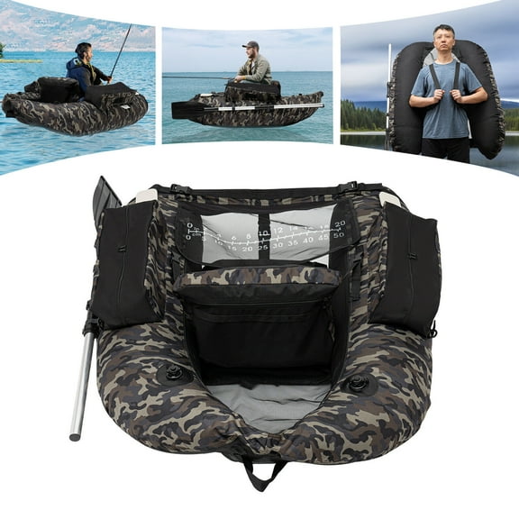Miumaeov Inflatable Boat Fishing Portable Dinghy Boat Kayak with 90-180° Adjustable Backrest 130kg