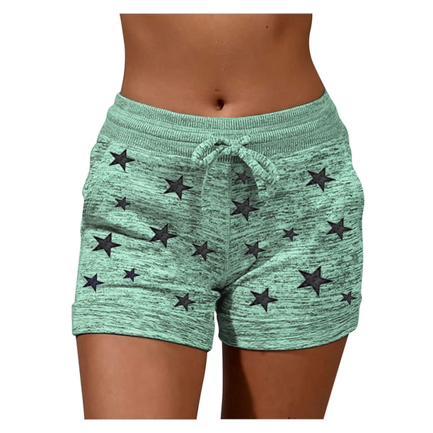 Women Activewear Print And Starts With Pockets Shorts Comfy Soft