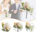 thumbnail image 6 of balikha Men Wedding Boutonniere Brooch Pin Romantic Artificial Rose Flower Boutonniere Suit Decoration for Bridegroom Groom Ceremony White, 6 of 9