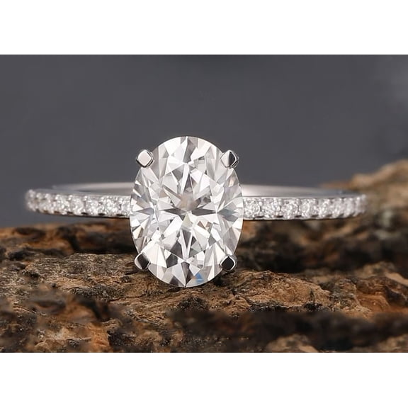 Jewelerix Solid 18K Plated White/Yellow/Rose Gold Ring 1.5 CT Oval Moissanite Diamond Engagement Ring Wedding Proposal Ring
