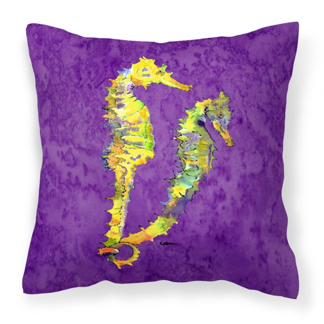 "Caroline's Treasures 8661PW1414 Almohada decorativa de tela de lona con caballitos de mar, grande, multicolor" Caroline's Treasures 8661PW1414