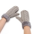 thumbnail image 2 of beishanbush Gloves Mittens Women Fashion Knitted Plush Twist Windproof Warm Thickened Fingered Plus Gloves Grey, 2 of 3