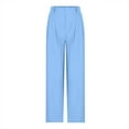 thumbnail image 5 of LMOIPLI Women's Wide Leg Lounge Trousers Elastic High Waist Straight Wide Leg Flowy Swing Palazzo Solid Color Vintage Wide Leg Lounge Trousers Fashion Summer Clothes Lightweight Long Pants Sky Blue L, 5 of 5
