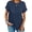 D-Blue, variant on UVN Summer Blouses for Women Short Sleeve Crewneck Dressy Shirts Ladies Casual Waffle Knit Hollow Out Tunic Tops