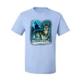 thumbnail image 2 of Wild Bobby, Wolf Howling At the Full Moon Wolf Pack Animal Lover Men's Graphic T-Shirt, Light Blue, Medium, 2 of 3