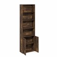 thumbnail image 7 of Furinno Jensen 6-Tier Farmhouse Book Shelf, Rustic Brown Bookshelf, Display Bookcase with Doors, 9.2 x 21.6 x 71.2, for Living Room, Bedroom, Home Office, Amber Oak, 7 of 7