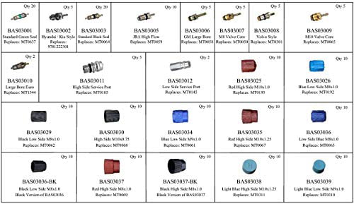 Master 134a A/C Valve Core & Cap Assortment Kit 204 Pieces Buy Auto Supply # APC93025 23 Styles 