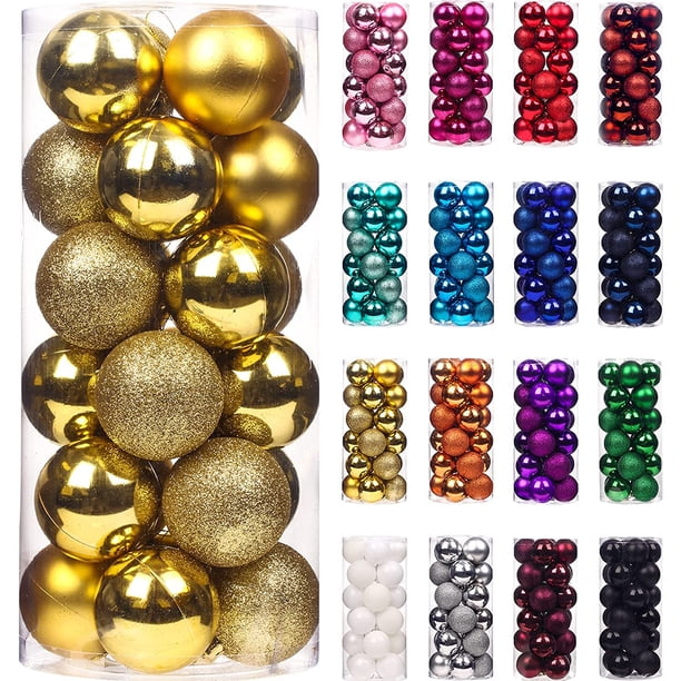 Emopeak 24 Piezas Adornos de Bolas de Navidad para Árbol de Navidad - Decoraciones de Árbol de Navidad Inastillables Bola Colgante para Decoración de Fiestas de Bodas (Rojo, 2,5"-6,2 CM)