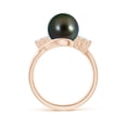 thumbnail image 2 of Angara Tahitian Cultured Pearl Bypass Ring with Diamond Trio in 14K Rose Gold for Women | June Birthstone Jewelry for Her, 2 of 8