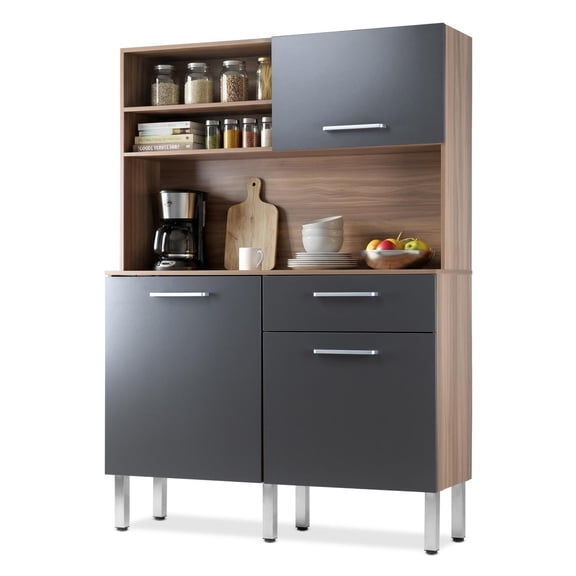 Rack Alacena de Cocina de Madera con 3 Puertas y 1 Cajón Mueble Organizador Multiusos para el Hogar