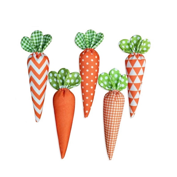 Easter Fabric Carrot Decor Set Of 5 Spring Holiday Tabletop Decoration For Basket Wreath Centerpiece Home