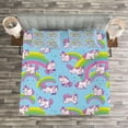 thumbnail image 3 of Ambesonne Unicorn Quilted Bedspread Set 3 Pcs, Cartoon, Queen Size, Multicolor, 3 of 3