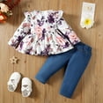thumbnail image 4 of Infant Baby Girls Clothes 6 Months Girls Outfits 9 Months Girls Long Sleeve Floral Top Jeans Pants 2PCS Girls Fall Winter Clothing Set, 4 of 9