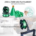 thumbnail image 4 of Filamento para impresora 3D ZIRO Silky PLA de 1,75 mm, color verde navideño, 4 of 7