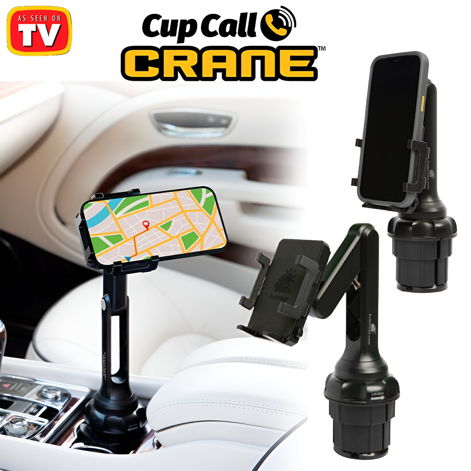 Phone Crane Mount for Car As Seen On TV, Raises Your Phone Over a Foot Higher