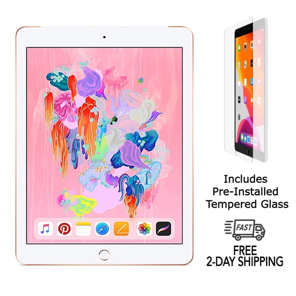 Restored Apple iPad 6th Gen A1893 (WiFi) 32GB Gold w/ Pre-Installed Tempered Glass (Refurbished)
