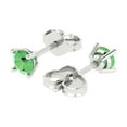 thumbnail image 2 of 14K Solid Gold Push Back Stud Earrings for Women | 0.2 cttw Round Cut Simulated Green Diamond | White Gold, 2 of 5