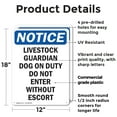 thumbnail image 2 of (2 Pack) Livestock Guardian Dog On Duty OSHA Notice Sign 12 Inch X 18 Inch Plastic Sign, Weather Resistant, UV Protected for Workplace, Business, and Construction Site, Made in the USA, 2 of 8