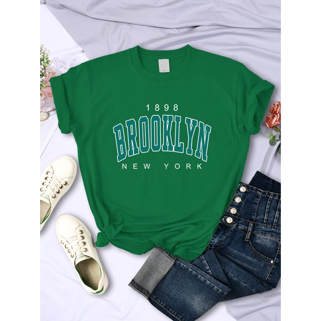1898 Brooklyn New York Print Womens Short Sleeve Vintage Fas